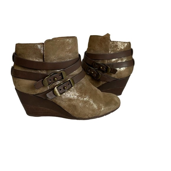 Sofft Ankle Booties Women’s sz. 6M Oakes Anthracite‎ Brown Suede Strapped Heel - Picture 3 of 11